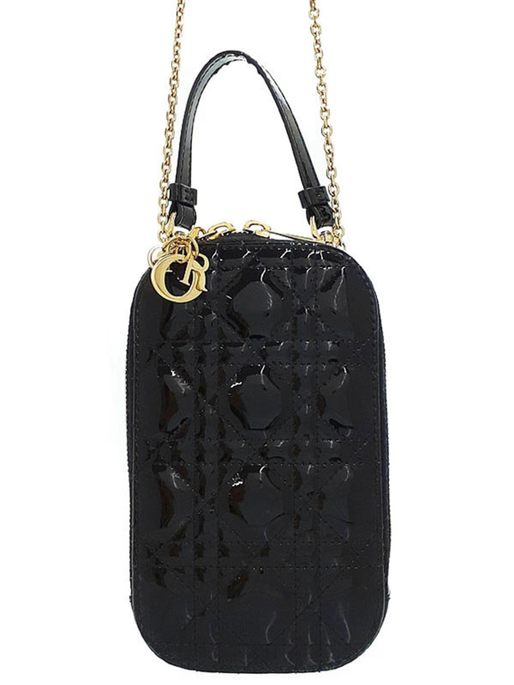 Christian Dior Call Dior Phone Holder Cannage Lambskin quilted Black